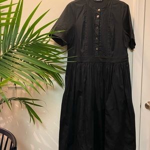 Eshakti midi length black pleated dress